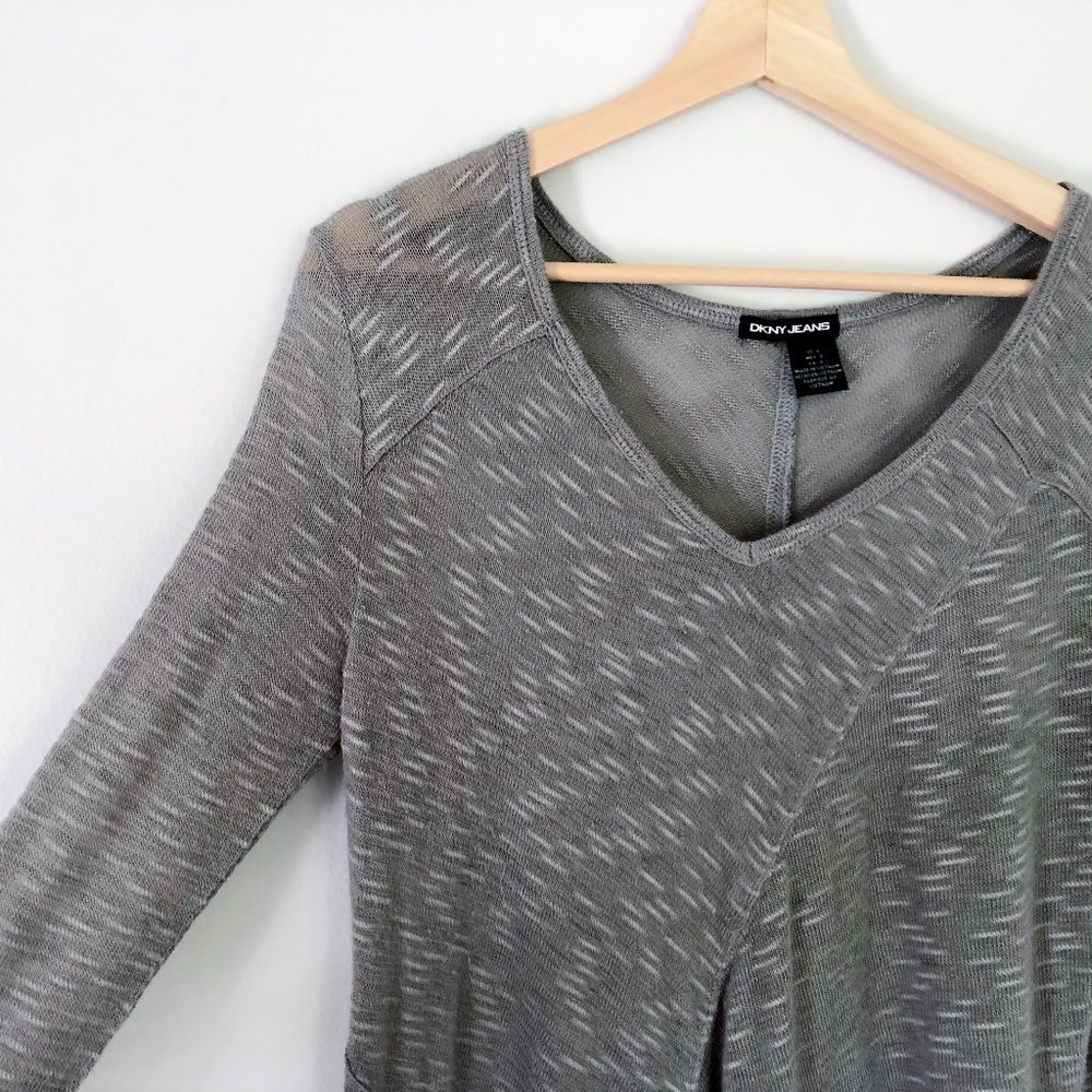 DKNY Jeans Gray Semi sheer Sharkbite Tunic